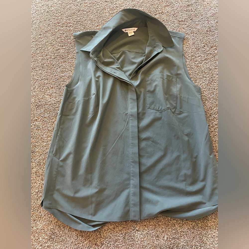 Athleta Sage Green button up sleeveless